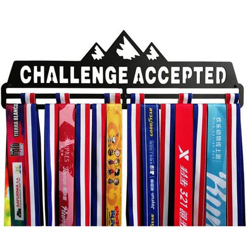 Challenge Accepted Sport Medal Hanger Holder Medal Display Rack Home Organizer Decorations