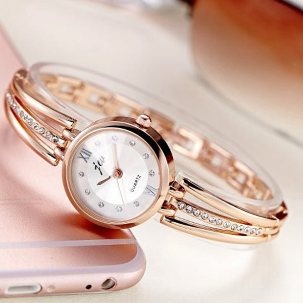 JW 3512 Fashion Round Dial Rhinestones Alloy Lady  Bracelet Bangle Women Dress Quartz Watch