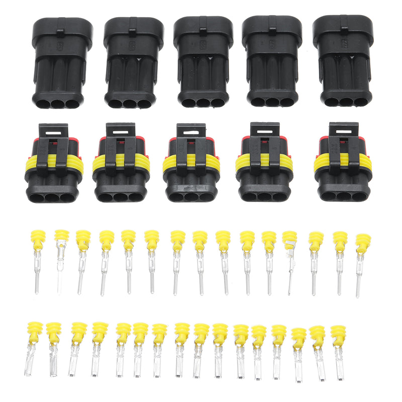 30 Set 1/2/3/4/5 Pin Sealed Waterproof Electrical Wire Connector Terminal Plugs