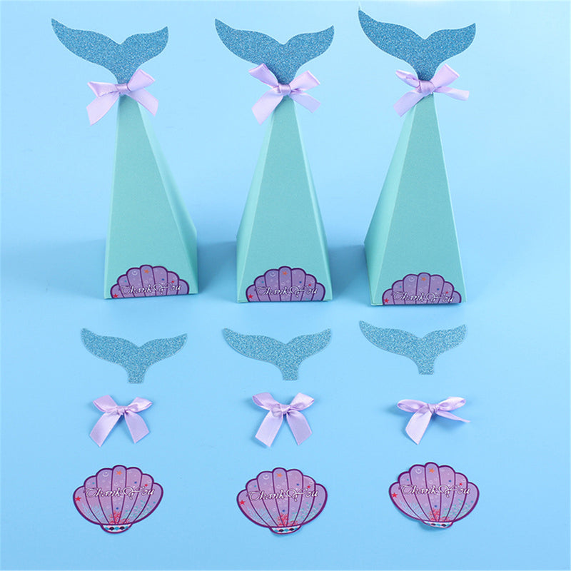 20Pcs/Set Little Mermaid Gift Boxes Paper Sweet Candy Container Kids Birthday Wedding Party Decorations