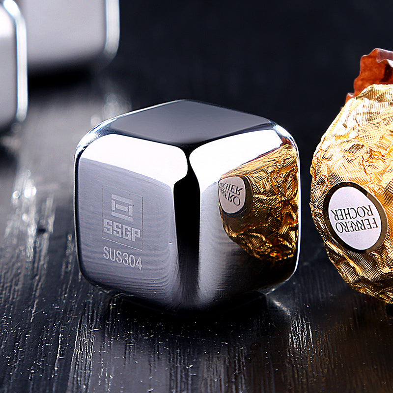 8Pcs Stainless Steel Chilling Whisky Stone Reusable Ice Cube Rock for Wine Drinks Beverage