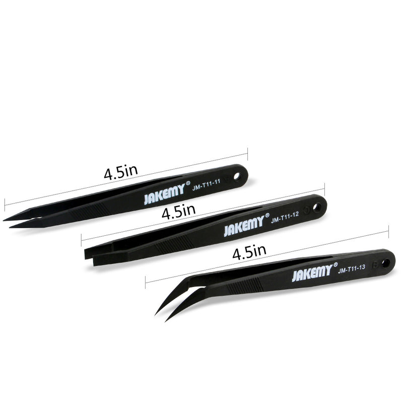 Jakemy JM-T11 3pcs Anti-static Tweezer Set Triad Fix Repair Tool Kit for iPhone Smartphone