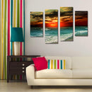 Miico Hand Painted Four Combination Decorative Paintings Beach Sunset Wall Art For Home Decoration