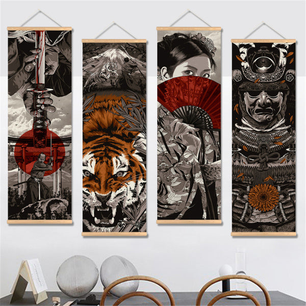 20x60cm HD Ukiyoe Canvas Paintings Wall Art Poster Hanging Picture Home Decor