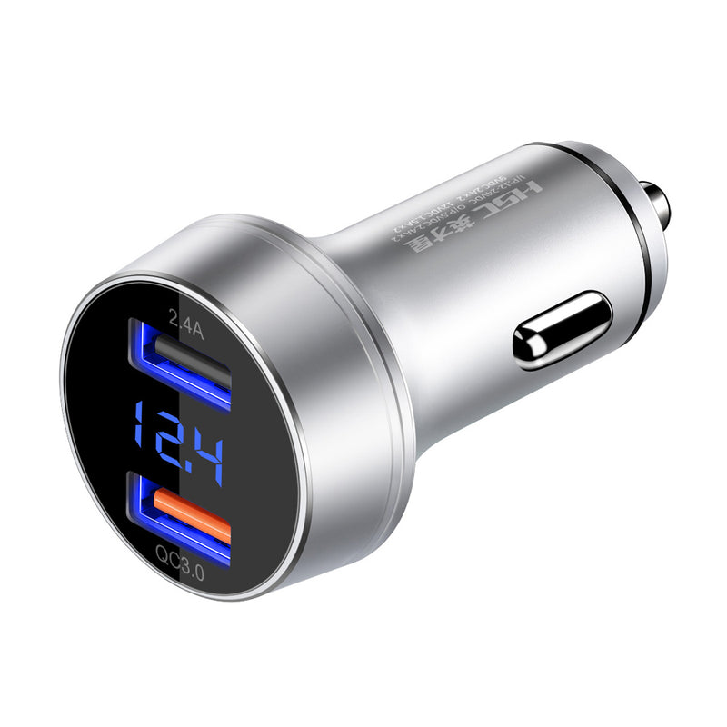 Bakeey QC3.0 3A Dual Port Fast Charging Digital display Car Charger With Point Pressure Monitoring For iPhone X XS XIAOMI MI8 MI9 Redmi 7A HUAWEI P30 S10 S10+