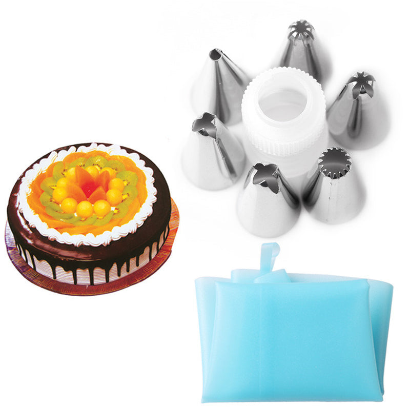 KCASA KC-PN15 7pc/set Silicone Icing Piping Cream Pastry Bag Stainless Steel Nozzle Sets Cake DIY De