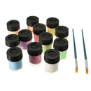 Luckyfine 12 Colors DIY Neon Luminous Paint Ultrabright Fluorescent Paint Set with 2 Painting Brush