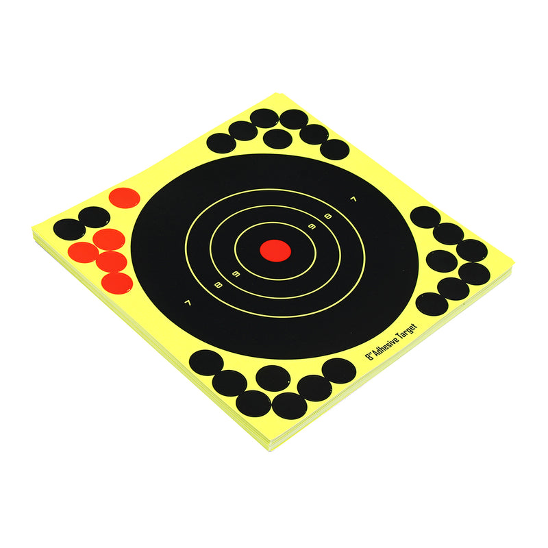 50 Pack 8'' Bullseye Splatterburst Stick Splatter Adhesive Archery Shooting Target Paper