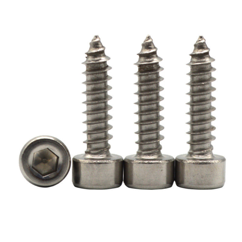 Suleve M3SH11 50Pcs M3 304 Stainless Steel Hex Socket Cylinder Cap Head Self Tapping Screw Wood Screws Speaker Screws Optional Length