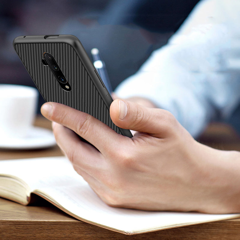 For OnePlus 7T Pro Case NILLKIN Double-Layer Carbon Fiber Ultra-thin Anti-Scratch Non-Slip Protective Case