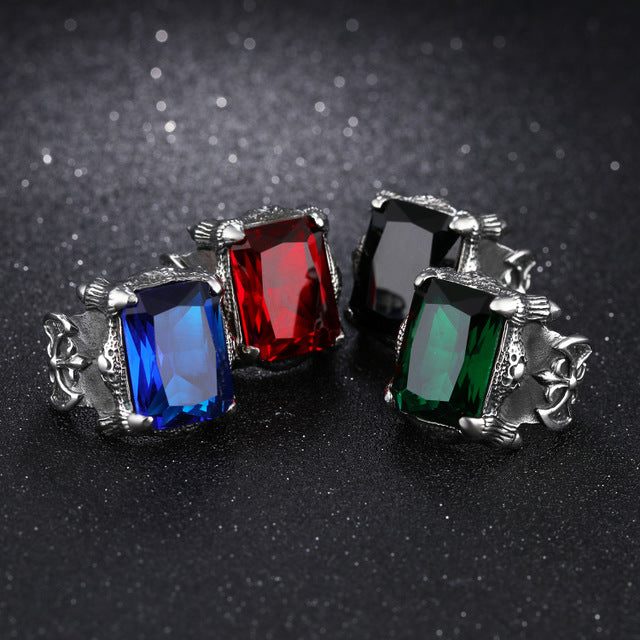 E-commerce Source Of Origin Europe And America Domineering Titanium Steel Men's Set Ruby Ring