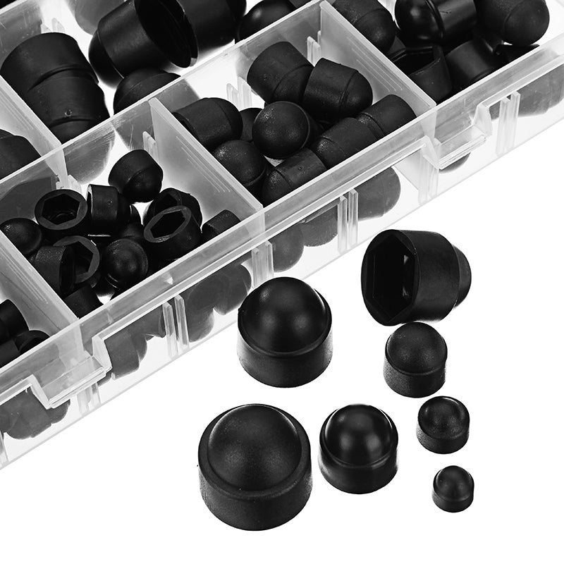 Suleve MXNC1 M4/M5/M6/M8/M10/M12 Black Nut Bolt Cover Hexagonal Bolt Cap Rubber Cap 145Pcs