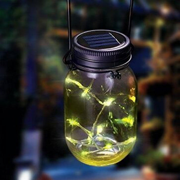 Christmas light Solar Power Hanging Glass Jar Lamp 8 LED Beads Garden Courtyard Landscape Decor Light