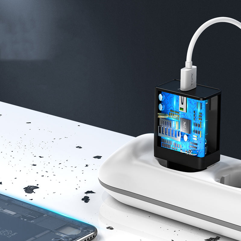 TOPK 18W QC3.0 Fast Charging USB Charger For iPhone 8 Plus XS 11 Pro Huawei P30 Pro Mate 30 Xiaomi Mi9 9 Pro S10+ Note10