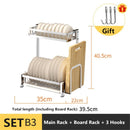 New 304 Stainless Steel Double/Three Tier Plate Rack Kitchen Shelf Rack Drying Drain Storage Plate Dish Rack Holders Tool Organizers