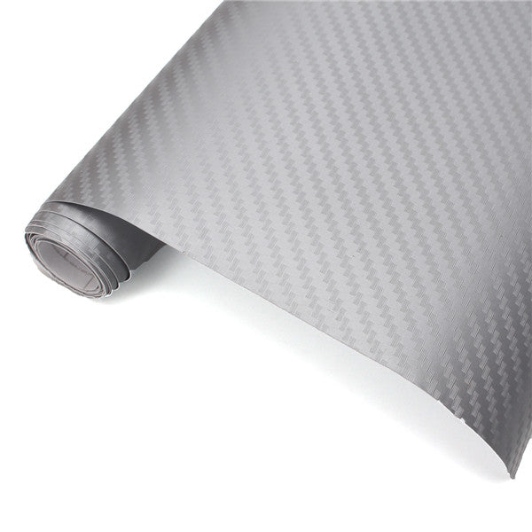 3D Motorcycle Silver Carbon Fiber Vinyl Decal Roll Car Wrap Stickers Sheet Film