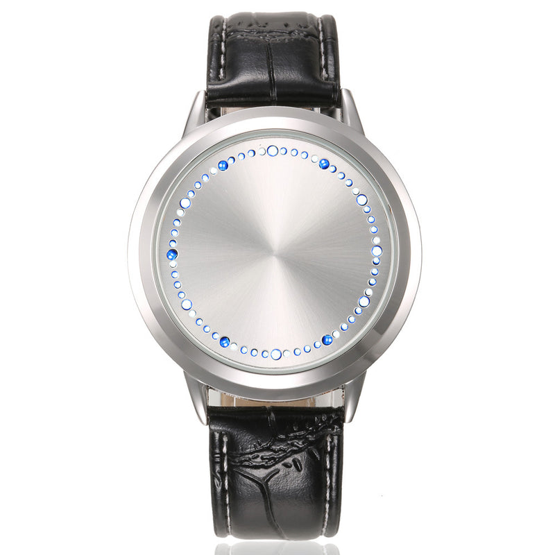 Touch Screen LED Waterproof Personality Tree Shaped Dial Leather Strap Lover Men Women Watch
