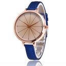 Fashion Cross Line Leather Band Ladies Dress Women Quartz Watch