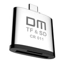 DM CR011 Zinc Alloy Type-C SD TF Card Reader for Laptops Tablets Phones