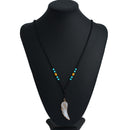 Ethnic Unisex Long Necklace Natural Stone Pendant Turquoise Beaded Sweater Necklaces