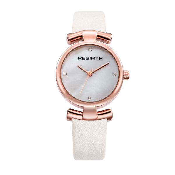 REBIRTH RE049 Simple Design Clock Women Wrist Watch Leather Strap Quartz Watches