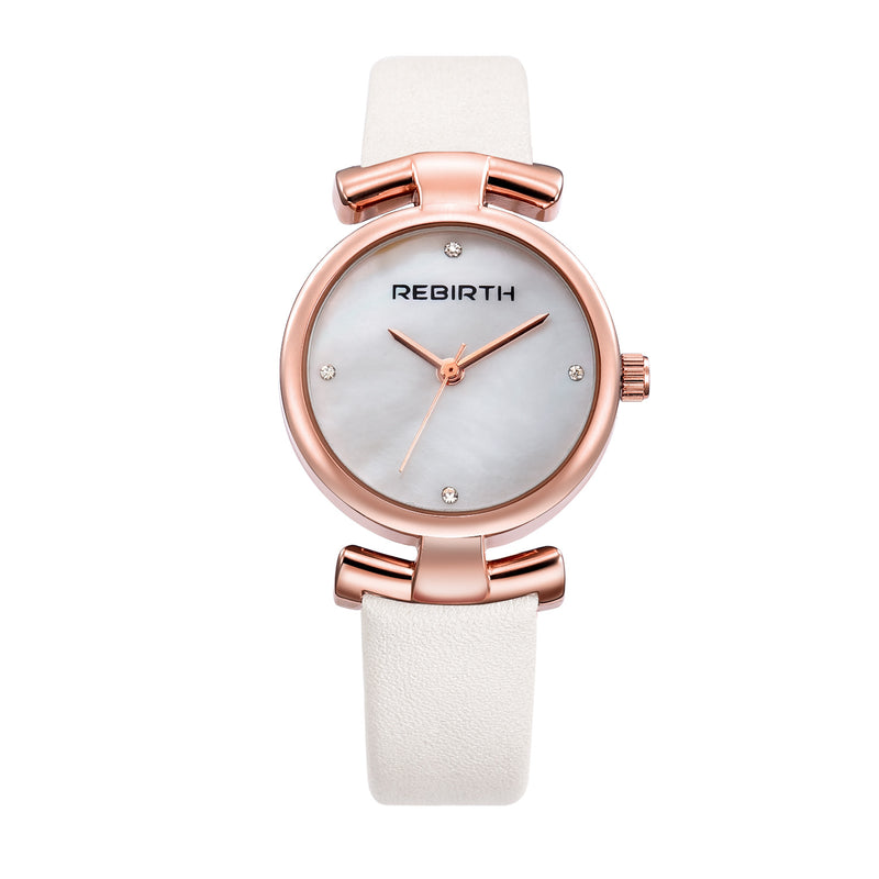 REBIRTH RE049 Simple Design Clock Women Wrist Watch Leather Strap Quartz Watches