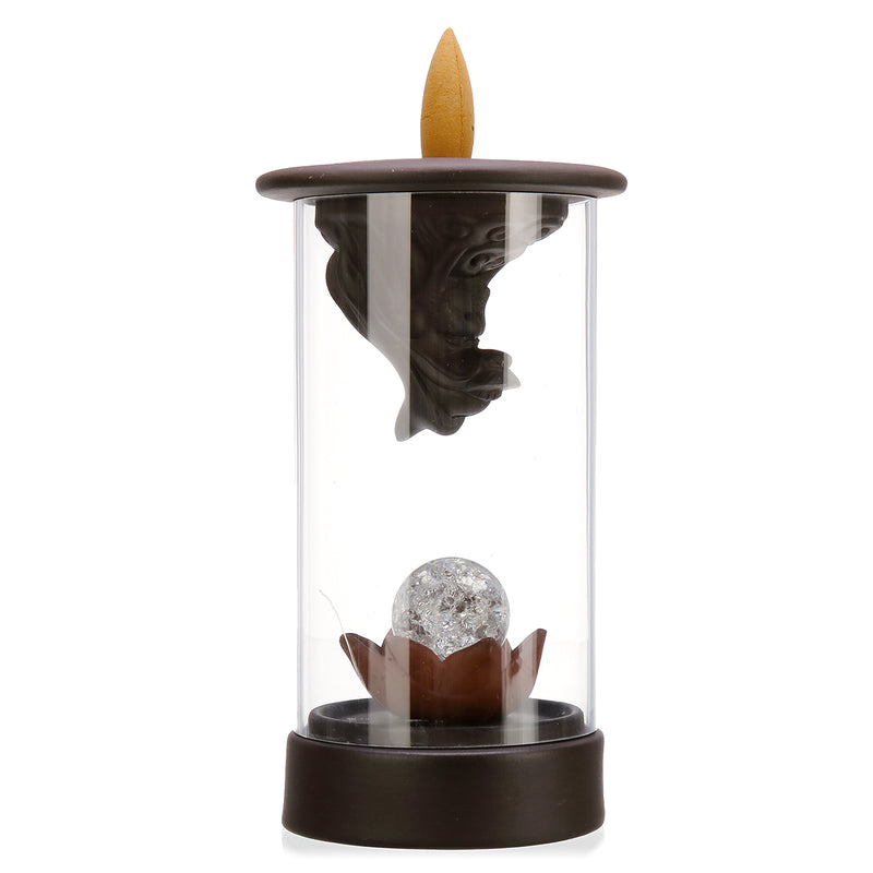 7 Color LED Changing Incense Burner Backflow Waterfall Smoke Censer Holder with Cones