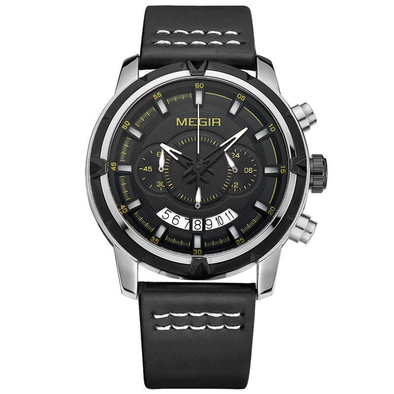 MEGIR 2047 Male Multifunction Chronograph Luminous Fashion Casual Men Quartz Watch
