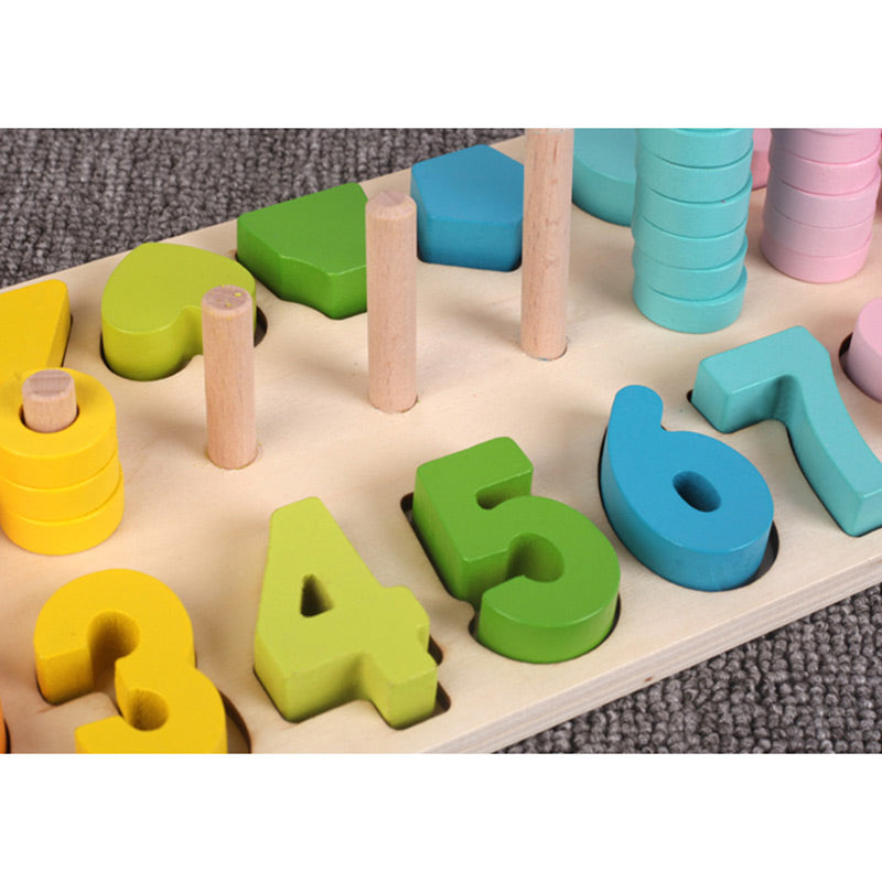 3 IN 1 Puzzle Digital Toys Teaching Aids Kindergarten Math Logarithmic Children's Early Learning Board Rainbow Circle Toys