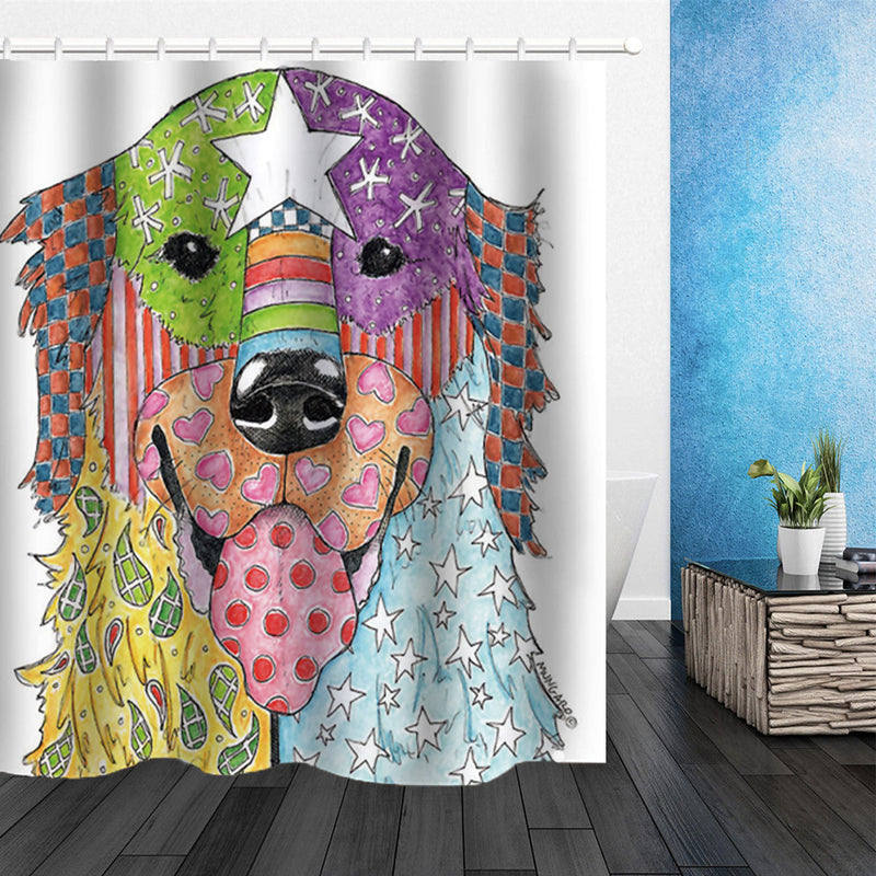 180 x 180CM Shower Curtain Dog Pattern Print Waterproof Polyester Bathroom Shower Curtain