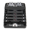 6-Way Blade Fuse Box Block Holder Bus Bar With Cover Kit for 32V Car Marine Boat