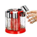 MEIGAR 8Pcs Cruet Salt Pepper Seasoning Box Condiment Spice Bottles With Stand Holder