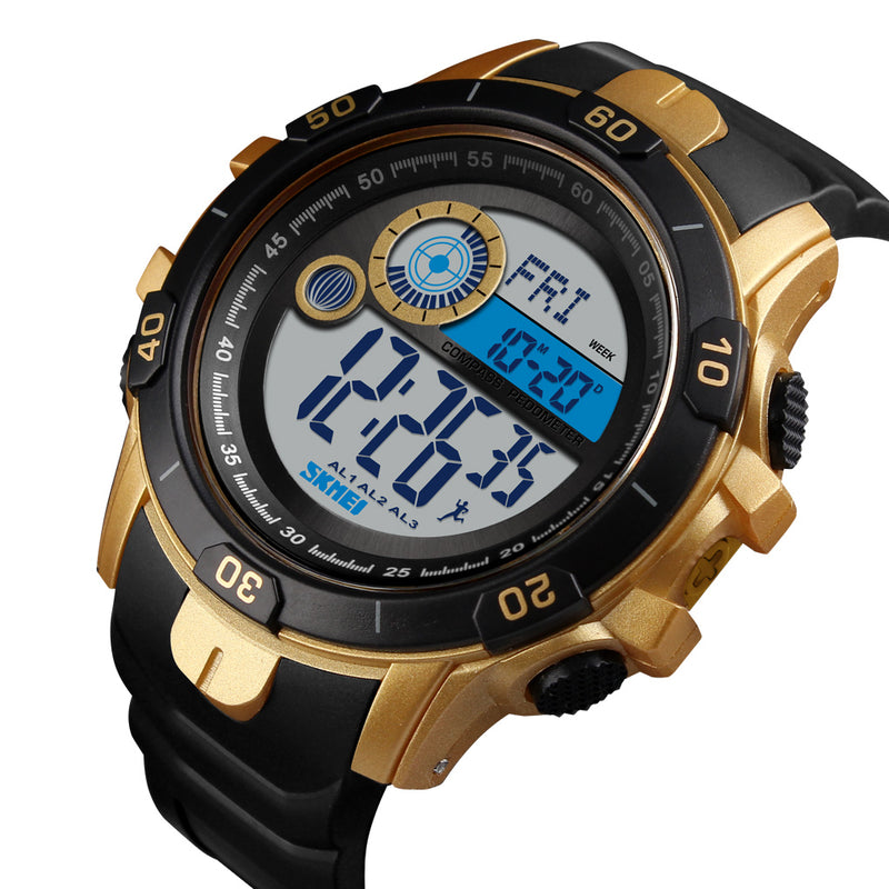 SKMEI 1480 Men Fashion Luminous Display Alarm Clock Compass Calories Distance Modes Smart Digital Watch