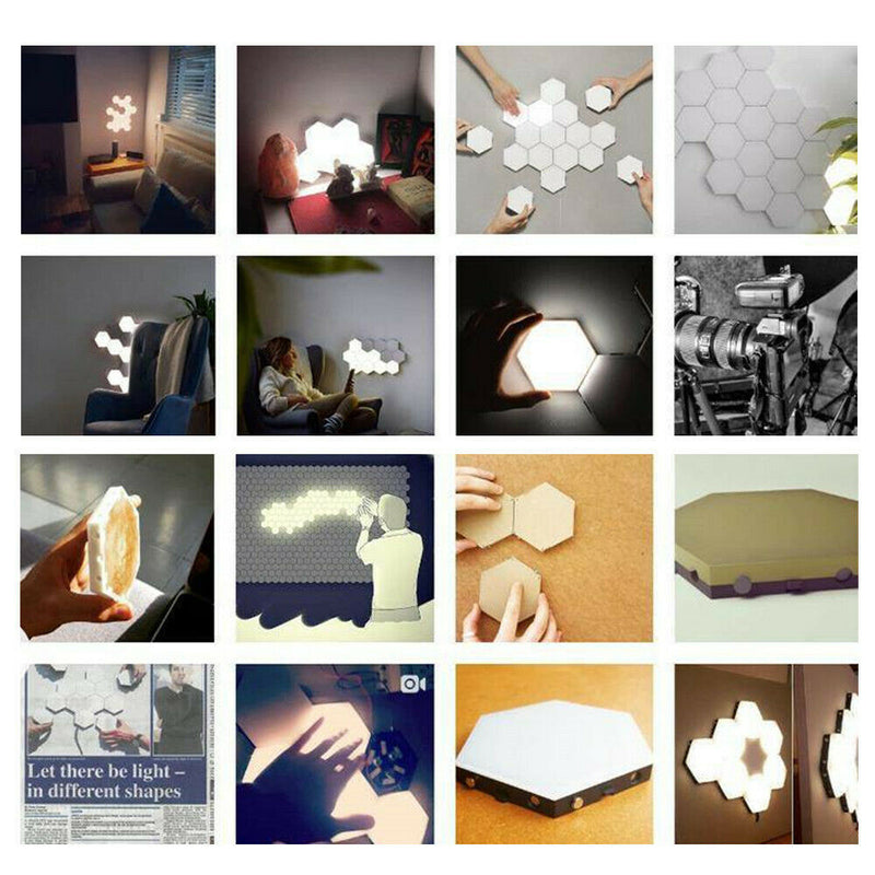 LED Quantum Hexagonal Wall Lamp Modular Touch Sensor Light Fixture Living Room  Decorative Smart Light