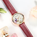 MINI FOCUS MF0330L Fashion Women Peacock Flower Pattern Genuine Leather Quartz Watch