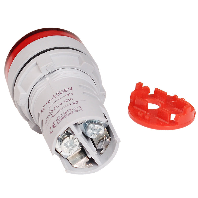 10pcs Red ST16VD 22mm Hole Size 6-100 VDC Digital Voltmeter Round Voltage Detector Tester Mini LED Voltage Indicator Signal Light Monitor