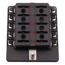 iMars CS-579B3 10 Way Blade Fuse Box Holder with LED Warning Light for Car Marine Trike 12V 24V