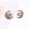 Star-Studded Moon Flower Embossed Earrings Female Retro Style