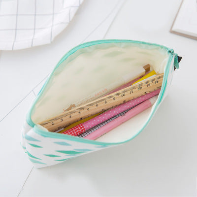Inverted trapezoidal student pencil case Creative stationery zipper pencil case stationery bag