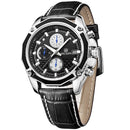 MEGIR M2015 Men Watch Leather Strap Multifunction Chronograph Fashion Casual Quartz Wrist Watch