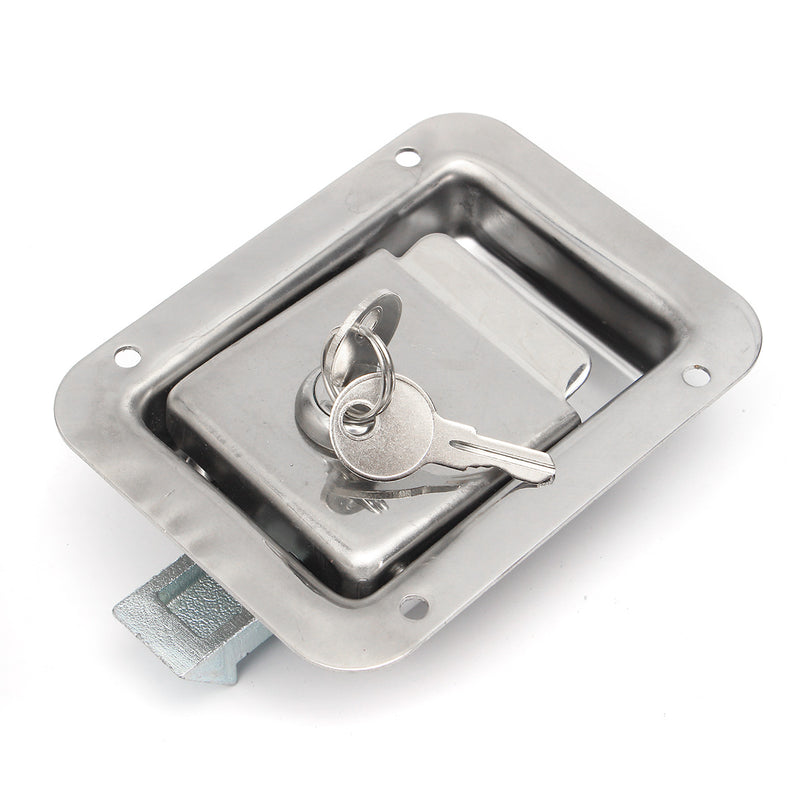 2Pcs Stainless Steel Paddle Door Lock Handle Truck Box Trailer Latch With Key