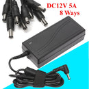DC12V 5A Monitor Power Adapter for Camera Radio LED PC  + 8 Way Power Splitter Cable