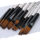 12 Pcs Nylon Hair Wooden Handle Painting Brush Pen Set For Learning Diy Oil Acrylic Painting Art Paint Brushes Supplies Pointed Head