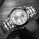 WLISTH Men Full Steel Belt Quartz Watch Business Luminous Waterproof Calendar Casual Wristwatch