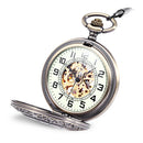 JIJIA JX009 Carved Flower Cover Hollow Cover Alloy Bronze Mechanical Pocket Watch