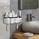 Kitchen Shelf Toothbrush Rack Hole-free Mouthwash Cup Bathroom Wall-mounted 2 Drawers Toothbrush Receptacle Rack + Toothpaste Extruder