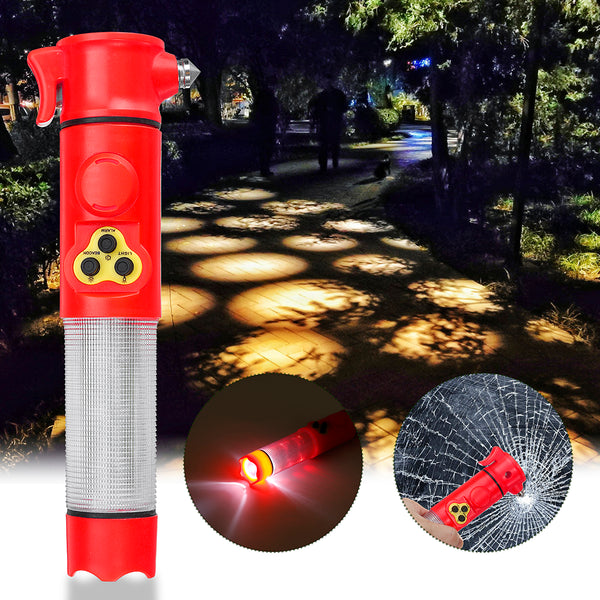 6in1 Car Glass Window Hammers Seat Belt Cutter Flashlight Alarm Emergency Escape Tools