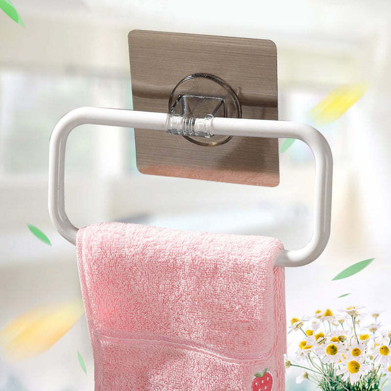 Adhesive Plastic Towel Holder Roll Paper Storage Organizer Rack Hanger