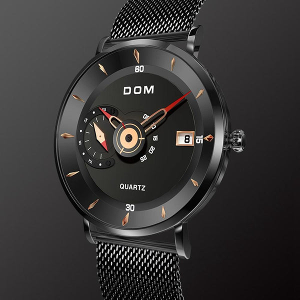 DOM M-1299 Ultra Thin Business Style Men Wrist Watch Full Steel Band Creative Quartz Watch