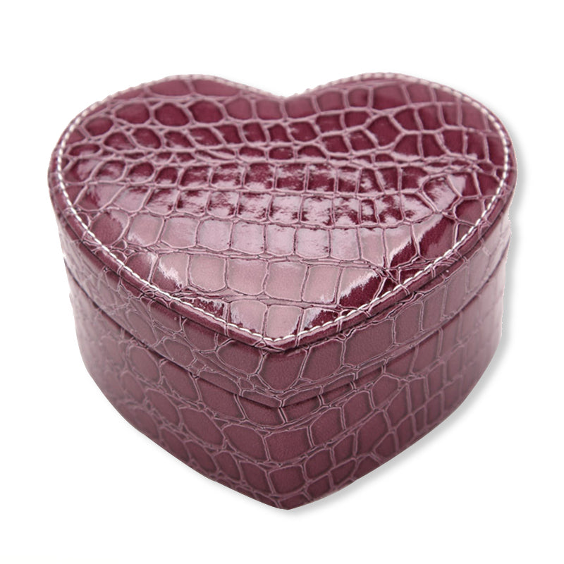 PU Heart Shaped Leather Jewelry Box Double Layers With Mirror for Earrings Necklace Rings